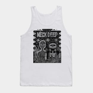 Neck Deep-Black & White Halftone Illustrations Tank Top